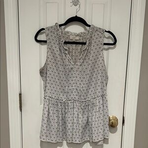 LOFT Sleeveless Black and White Blouse
